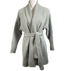 Jessica Simpson Sea Form Green Collard Open Front Belted 3/4 Sleeve Card…